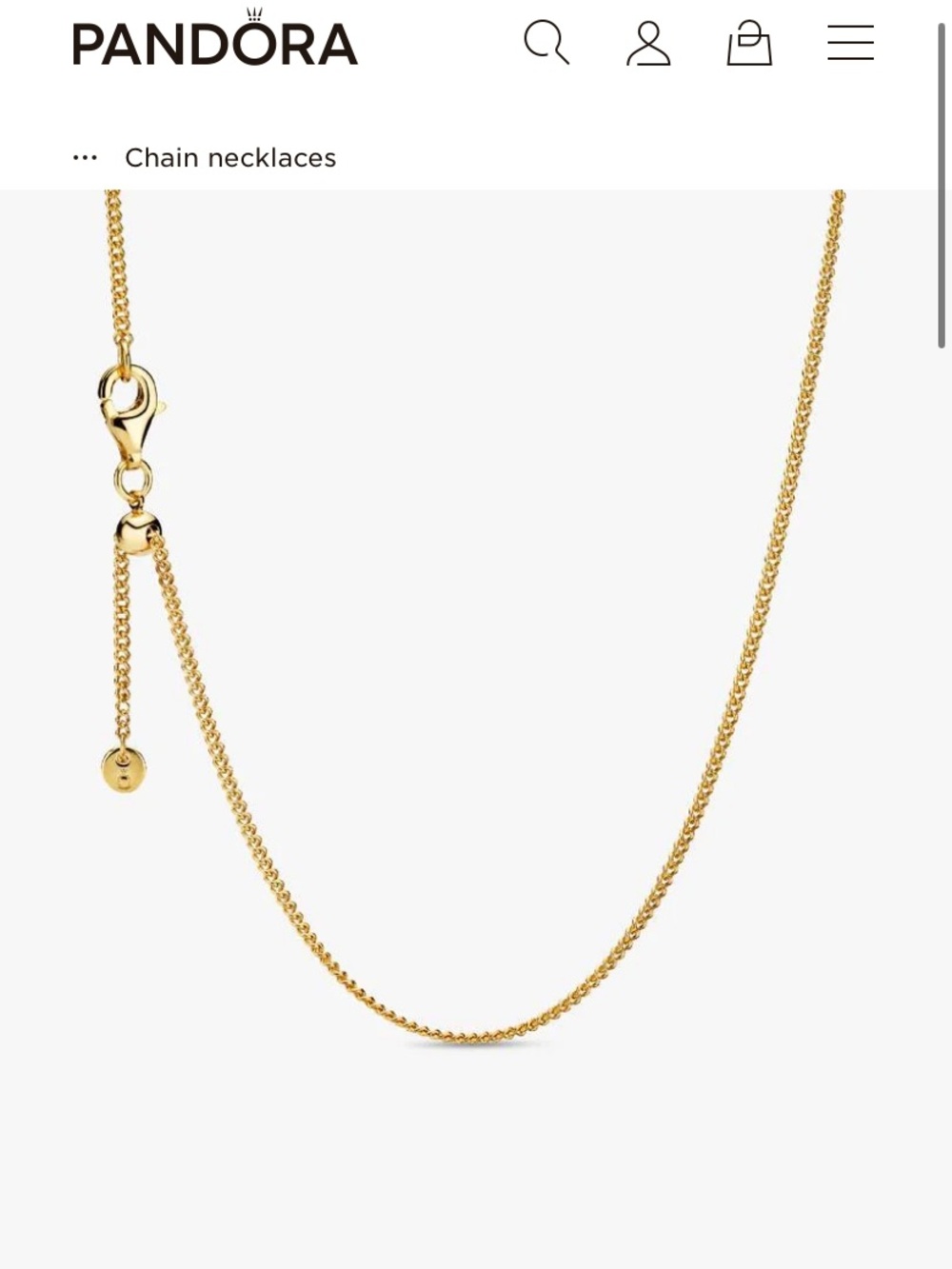 Pandora Gold Curb Chain Necklace